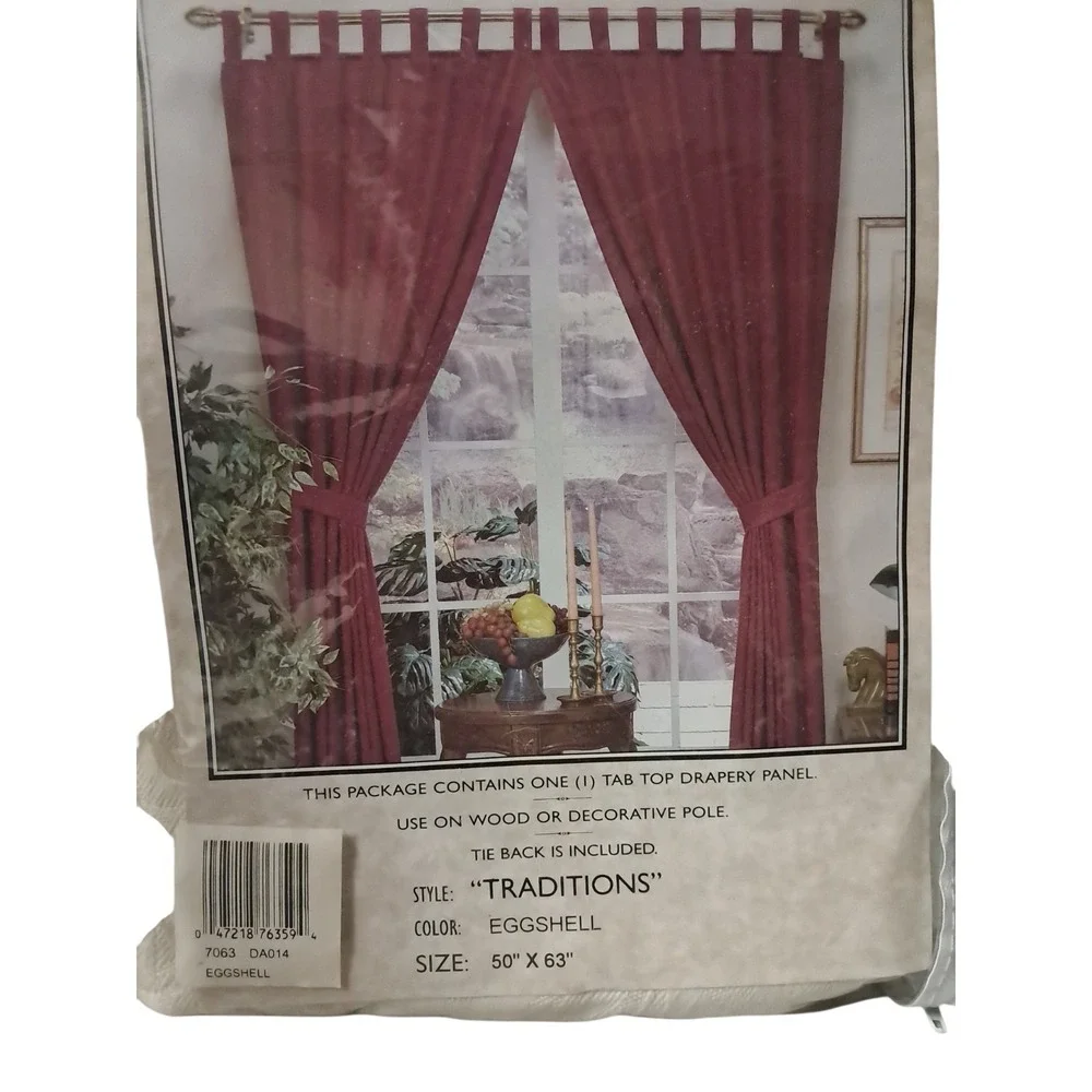 Eggshell Tab Top Drapery Panel Only One 50x63 Style Number 7063